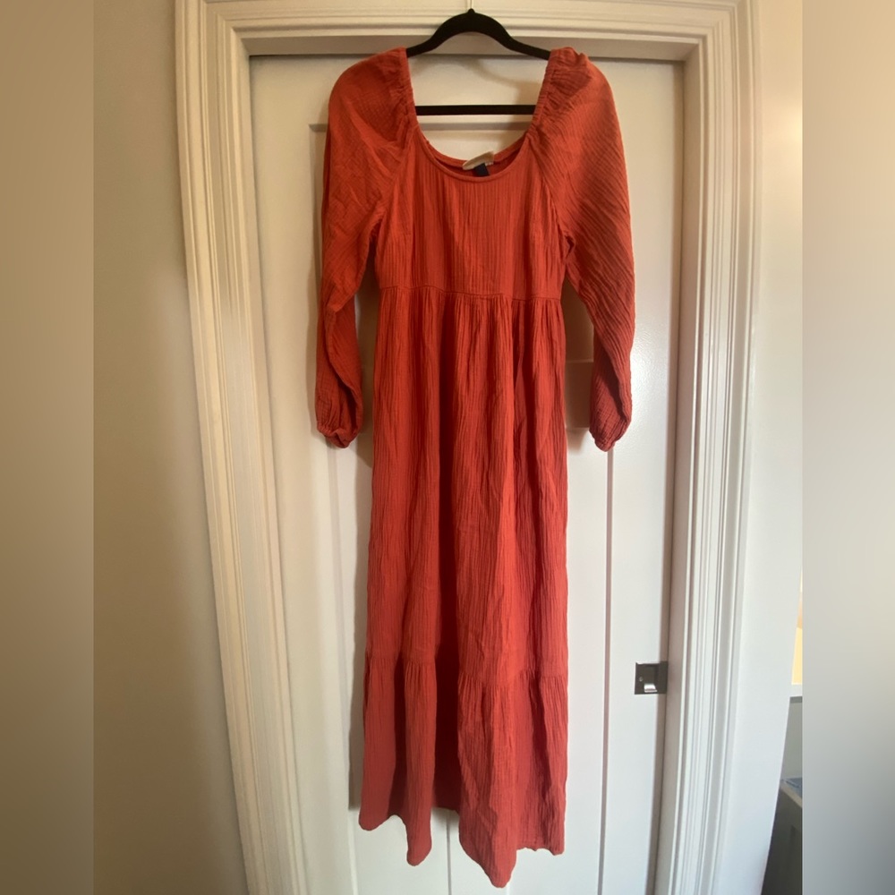 Smocked Coral Maxi Dress